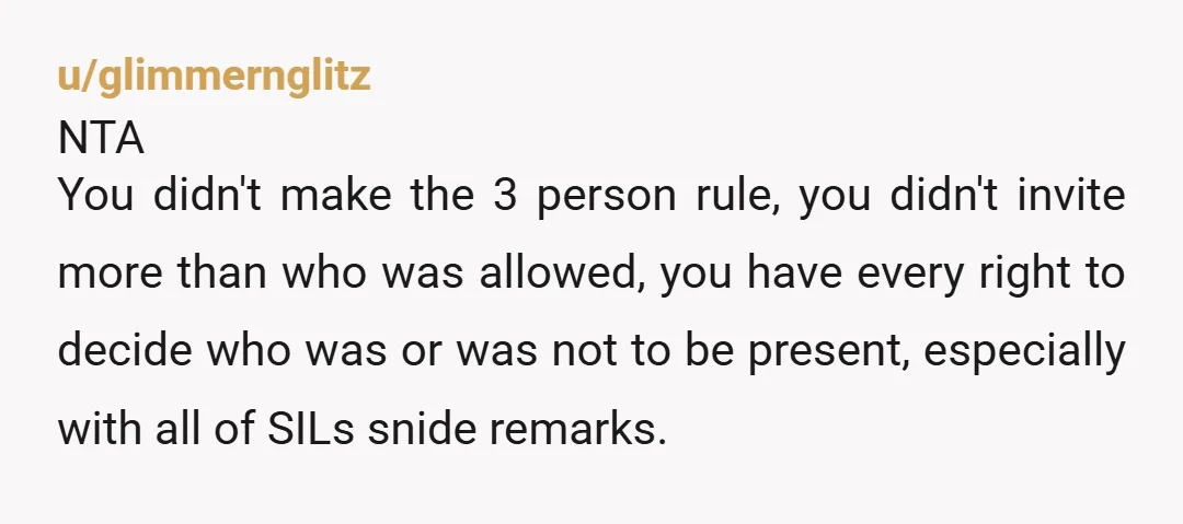 u/mother_of_mayhem920 NTA. Not even a little bit. Your in-laws are grown adults who make their own choices. They chose to exclude themselves from your son’s life. You set a healthy...