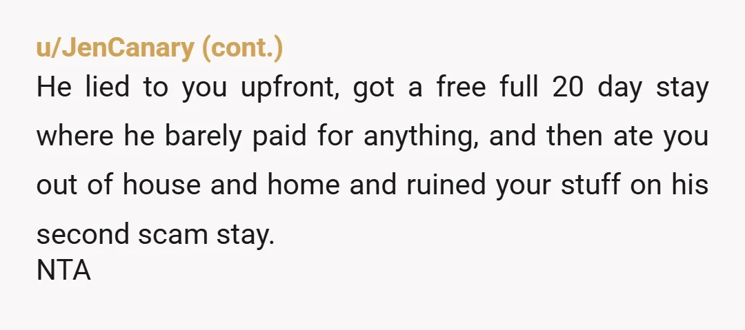u/untakentakenusername DUDE. Send him a replacement pan link. Link him to the pan n price he destroyed and its worth and be ask him if he's able to pay for...