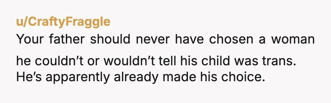 u/No-Neighborhood8403 Another example of religion breeding hate and intolerance instead of love and understanding.. if your dad has any backbone at all he should be on this conflict not right...
