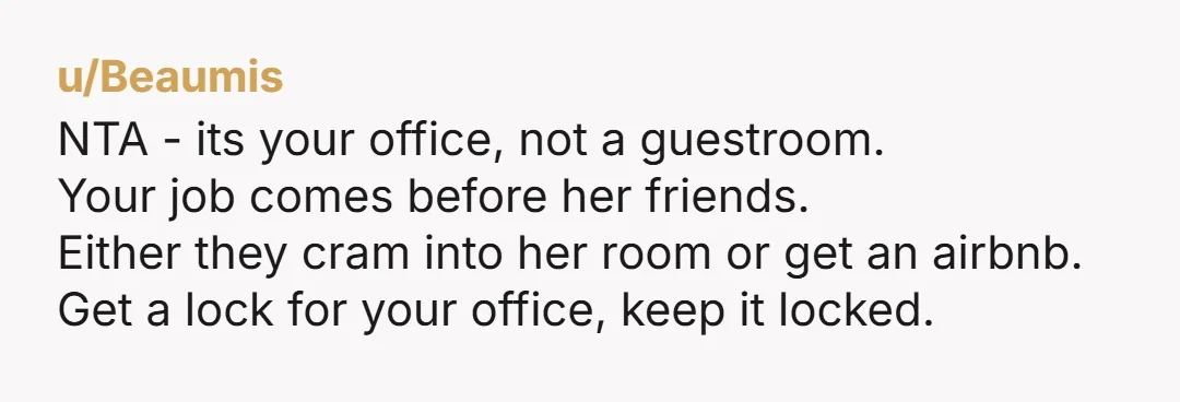 u/ochtendsmoren NTA Your friend is acting pretty entitled if you ask me. It's your space and you're right to set a boundary since you're paying more rent for this exact...