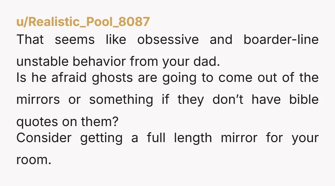 u/Curious-Net634 He sounds obsessive and unwell, frankly. Religious psychosis and/or OCD/Scrupulosity is a real thing. Sounds like Carrie's mom to me, honestly.
