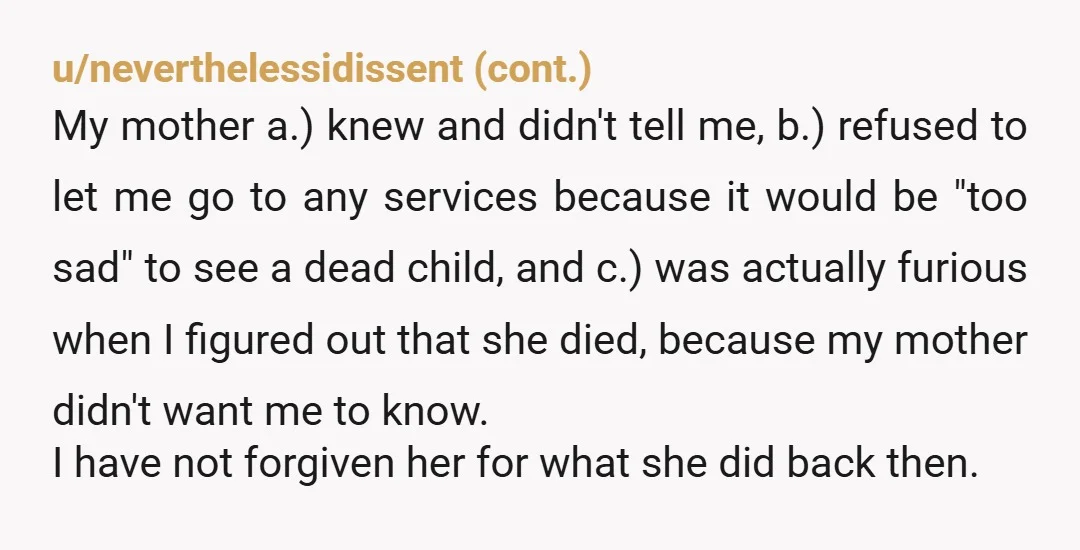 u/ScubaDrummer53 As a child, my husband witnessed his best friend get hit by a car and killed. His parents would not let him go to the funeral, for fear it...