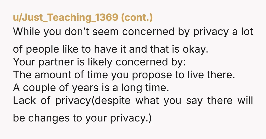 u/Overall-Hour-5809 NAH You are trying to find a way to save for your future. Your wife is trying to save your future by not moving in with your parents. She...
