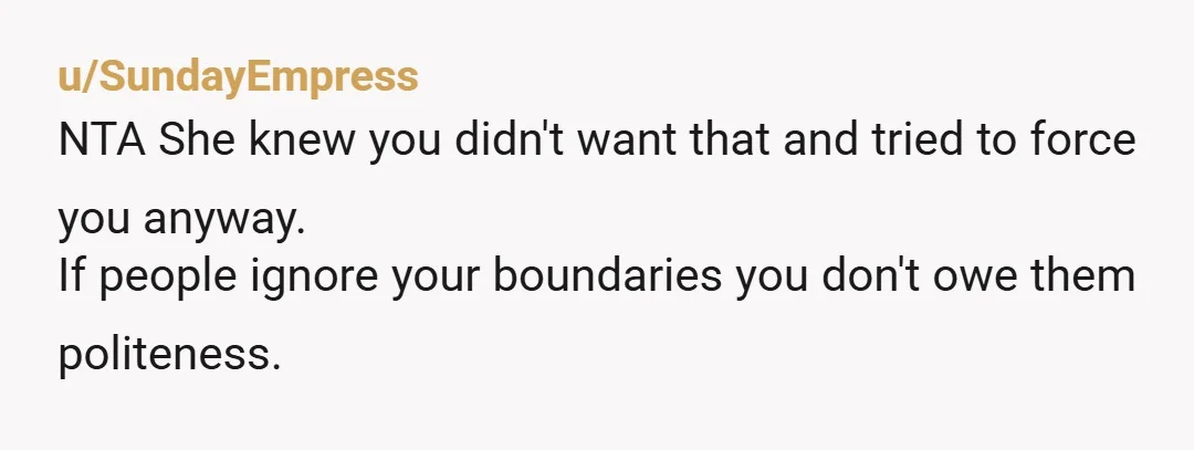u/different-take4u NTA, You were asked and you gave your answer. This woman and your father did not respect your decision. Her showing up with her daughter was a manipulation attempt...