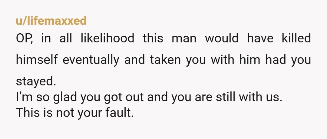 u/LESSANNE76 Your husband had mental health issues which resulted in his death. You may have managed to keep him alive while you were with him but that DOES NOT MAKE...