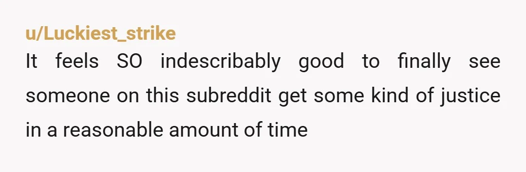 u/Luckiest_strike
It feels SO indescribably good to finally see someone on this subreddit get some kind of justice in a reasonable amount of time