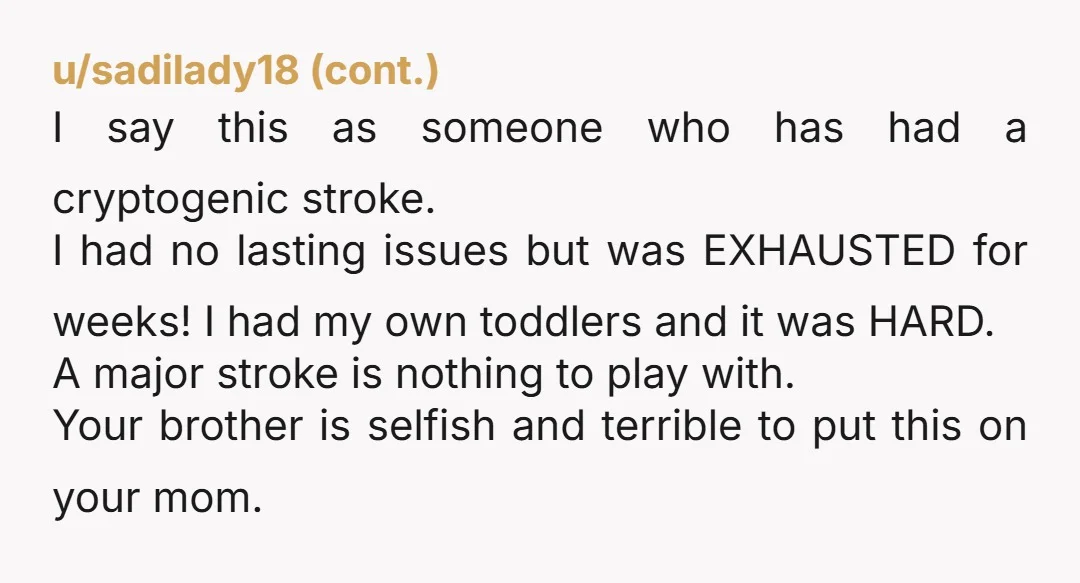 u/Plucky_Monkies So mom says I shouldn't be watching kids, then says butt out? Yikes. I'd think anyone with small children would want them safe. Obviously, your brother and SIL don't...