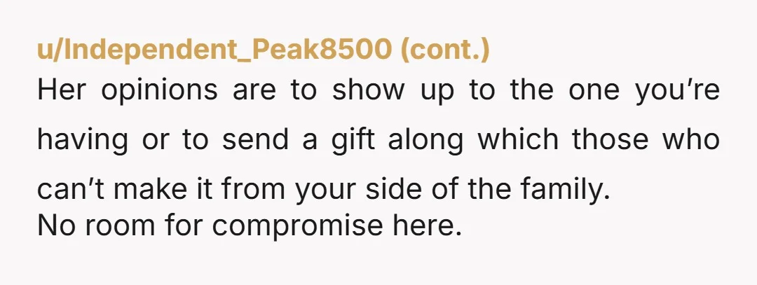 u/RedneckDebutante NTA So 4 hours is too far for your aunts and cousins to travel but not too far for a heavily pregnant woman? Mom needs to be trained not...