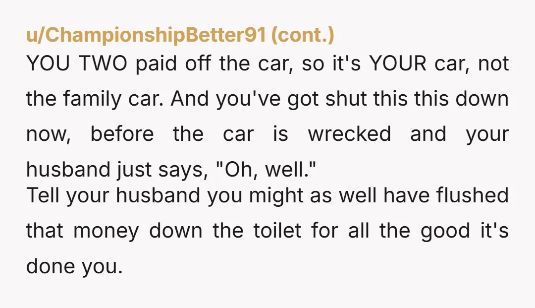 u/Sufficient-Cash1402 If your niece is driving an $80k car she can afford to pay the mileage overage when her lease is up. Hubby needs to stop being a doormat for...