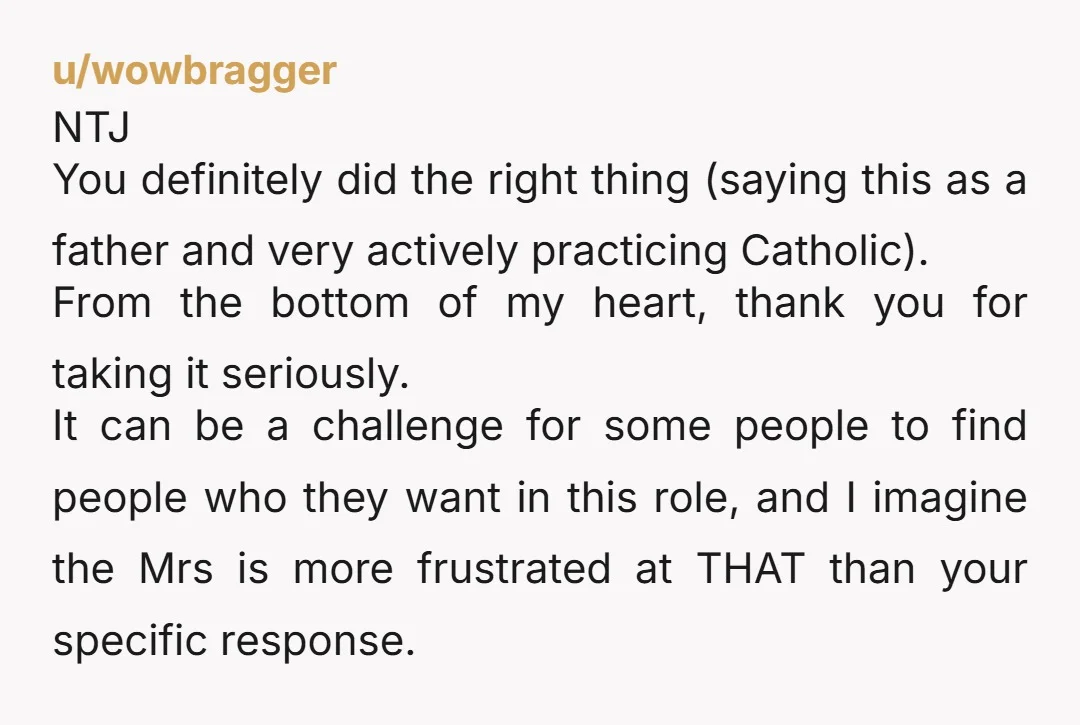 u/KeyArt5321 I’m a godparent born/raised in the Catholic faith, but I’m atheist now. My goddaughter’s mom is a family friend. I did the ceremony, which is familiar to me since...