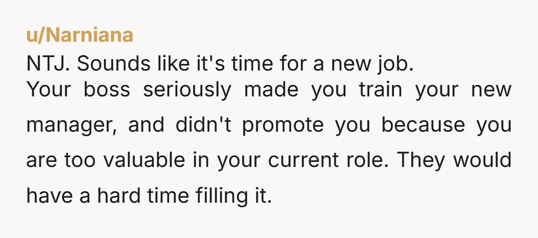 u/According_Smoke1385 Training time is over. New girl has to prove her own self now. Nothing personal, just sit back and watch