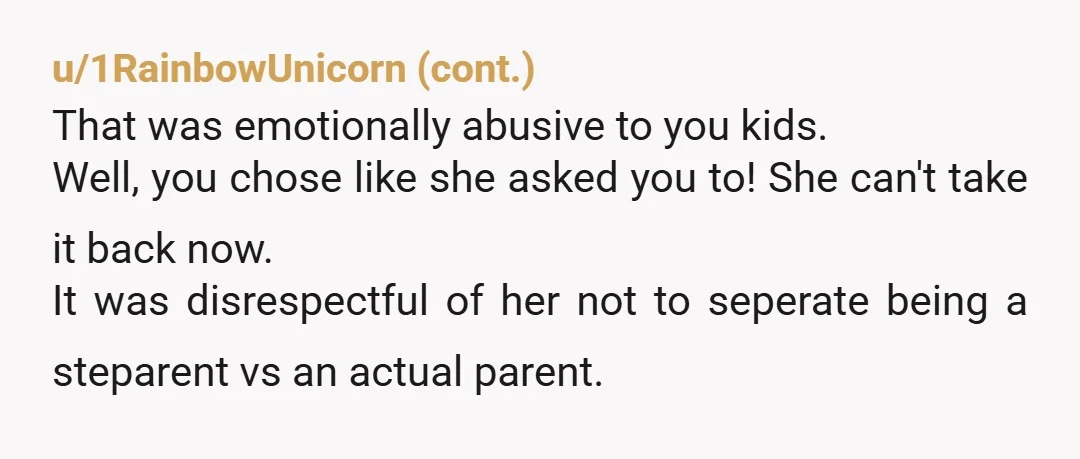u/bohochesire19
NTA, they chose to lie and play victim. Your mom didn't do anything wrong