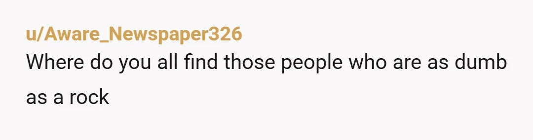 u/Aware_Newspaper326 Where do you all find those people who are as dumb as a rock