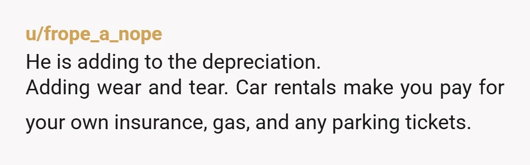 He has now said maybe he should just get his own car and stop using mine if I am going to treat him like a stranger about it. Yes he...