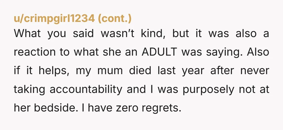 u/Burp-a-tron5000 NTA. Your parents clearly aren't getting you the help that you need and want. You're a child in their home and your mom is berating you for what looks...