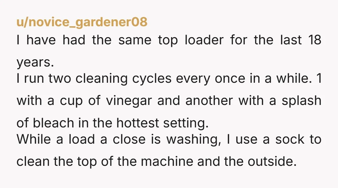 u/clbbcrg Hot cycle with bleach in followed by a rinse cycle for two every few months ish .. always leave drawer and door open for a day after use .....