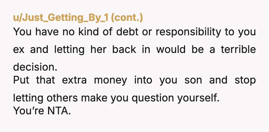u/MyLadyBits
NTA.
Tell your mutual friend they are free to pay your ex’s rent.
If they were any kind of friend they would do it.