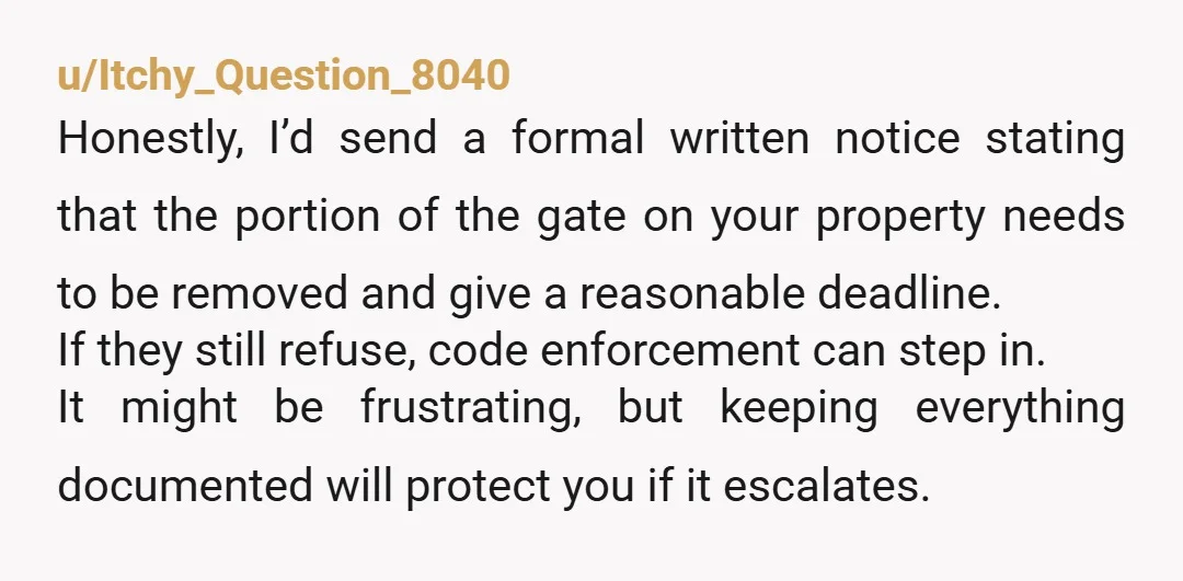 u/SoarsWithEagles Sounds like you need to stand on their property to work on the side of your house. This might be the wrong time to nit-pick, if she's allowing you...