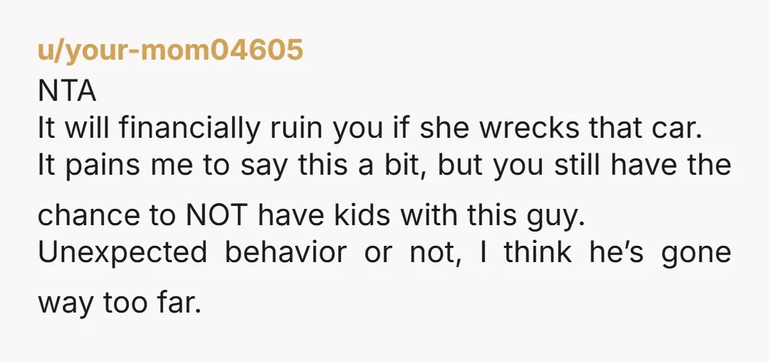 u/curlyq9702 NTA - going forward tell your husband that he needs to get proof of insurance from them & a signed statement that they are legally responsible for all damages...