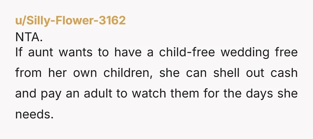 u/liveandletlive222
So you were excluded from the wedding, then guilted because you didn't want to be put to work? Your aunt is 100% TAH
