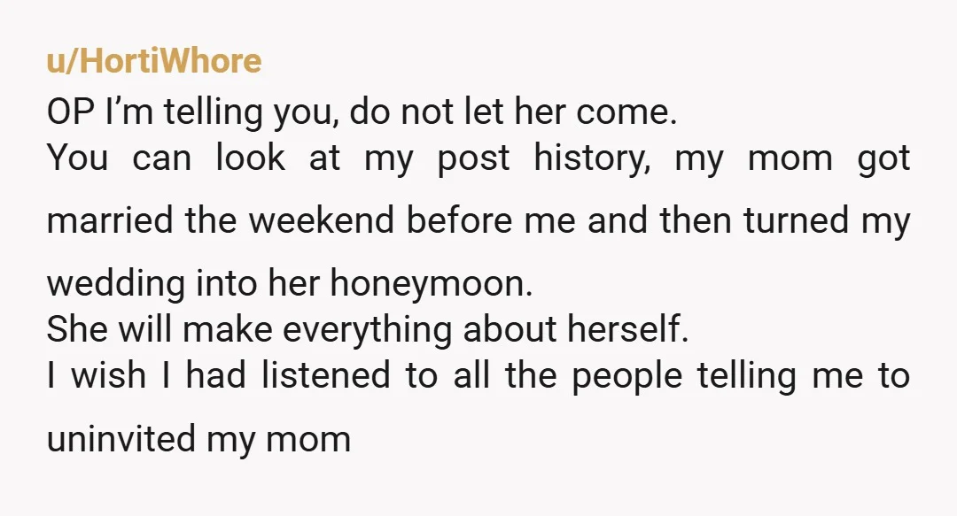 u/Not-That_Girl Sadly, she isn't going to look beautiful, shes going to look silly, desperate and very inappropriate. Tell her this. NTA you are trying to save her from herself.