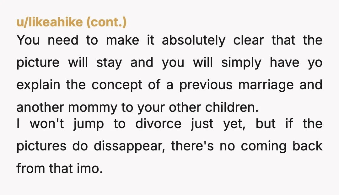 u/LauraLand27 Renee is NOT your ex-wife. You were married when she passed. Had she been able to overcome her mental health issues, you’d still be married to her. Gemma needs...