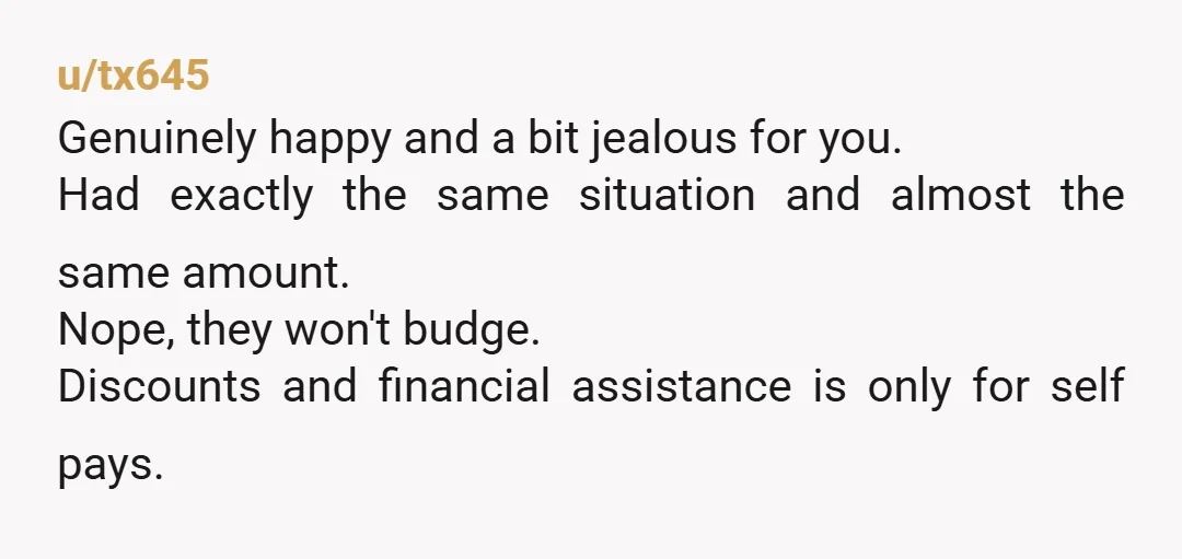 u/GaylrdFocker Almost every hospital offers income based relief. And it's not only low income people. I found this out after my coworkers son had heart surgery. We made decent money...