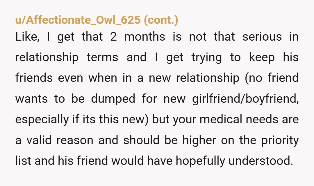 u/LadyFoxfire The true test of a partner is how they act when you’re vulnerable and needing them to do something that isn’t fun, but is important to you. He just...