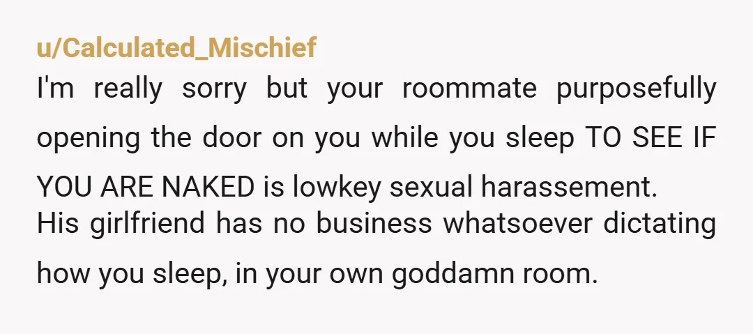 u/vortexofchaos
And how often are they naked behind your roommate’s door? Would they appreciate a late night check? NTA