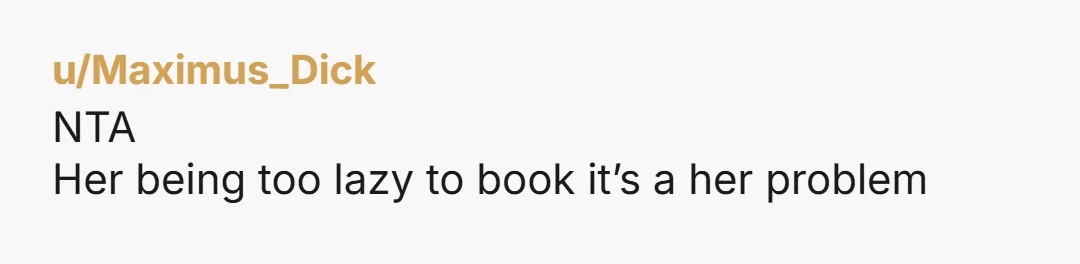 u/National_Pension_110
NTA. I suspect she doesn’t like working in the bullpen. She needs to find a new job.