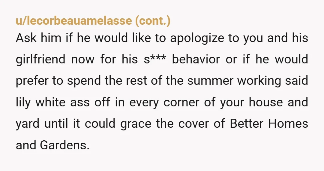u/Jos_in_love This is lwk so icky like what? I’m sorry but if your son is that mad abt you just telling his gf he doesn’t have to decide how she...