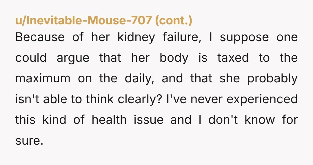 u/Idonotgiveacrap NTA. I would never donate one of my kidneys unwillingly. Life will be harder with only one kidney, so don't do it unless you're 100% on board.