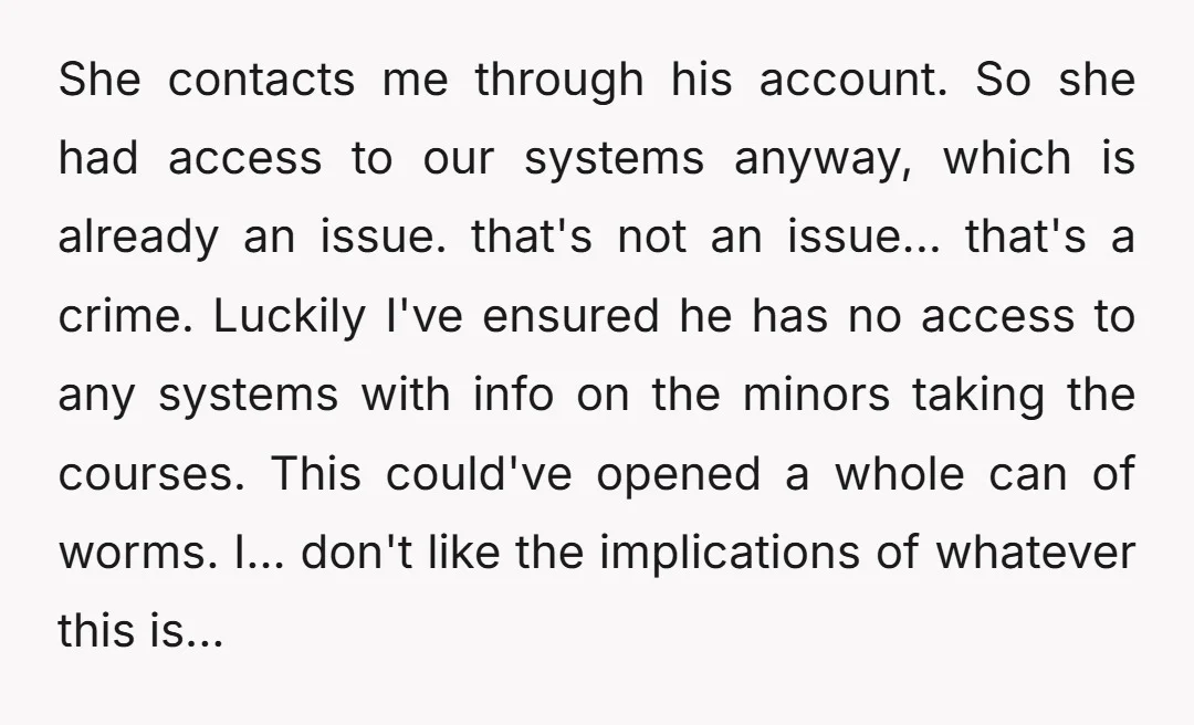 u/phantomofsolace There were so many reasons to fire him. The poor performance, the missed meetings and classes, the time sheet fraud, giving a non-employee access to internal systems, wow. The...