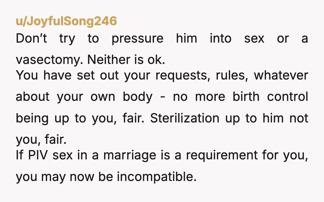 u/Soft-Cancel-1605 If he's passionate about only having two children, why does he prefer the idea of a third hypothetical child with a new woman over having sex with you, his...