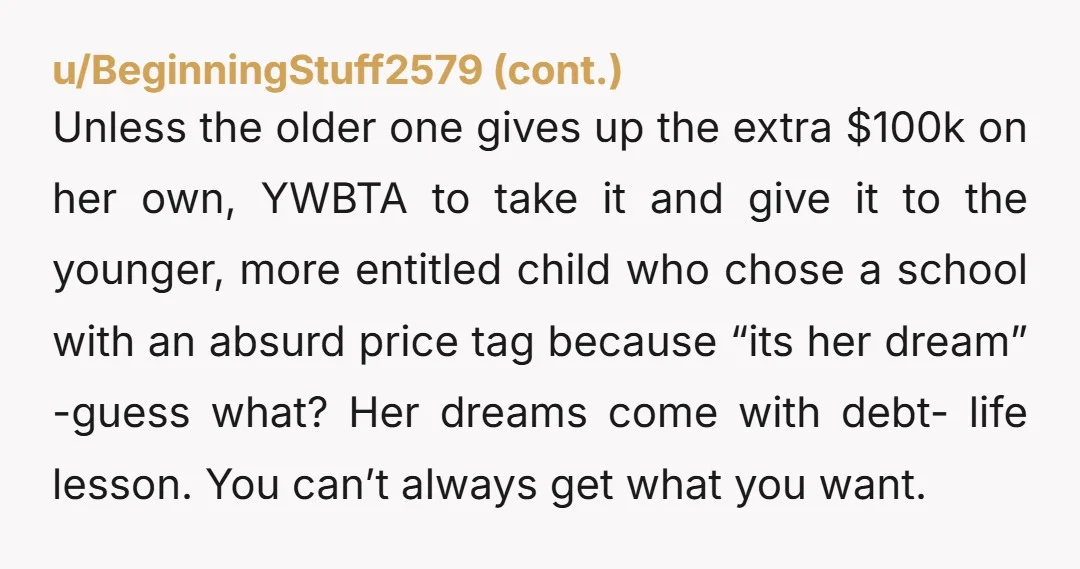 u/Shiel009 So when your older daughter finds out you are favoring her sister, will you think she will believe you when you say you love them equally? Are you okay...