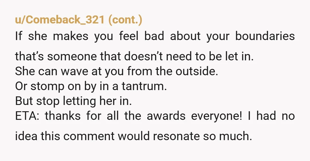 u/Renbarre Abusers are masters at making their victim think they are responsible for what the abuser chooses to do. Your mother is still an abuser.