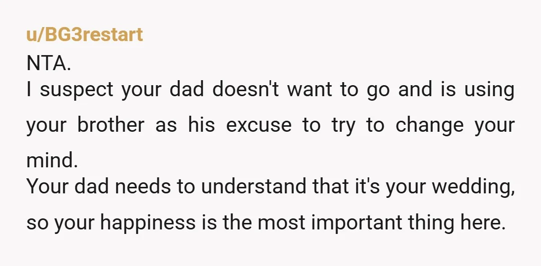 u/GingerHeSlut NTA. You respected his decision not to go and didn't make a big deal out of it. Your brother and father are the ones continuing to make an issue...