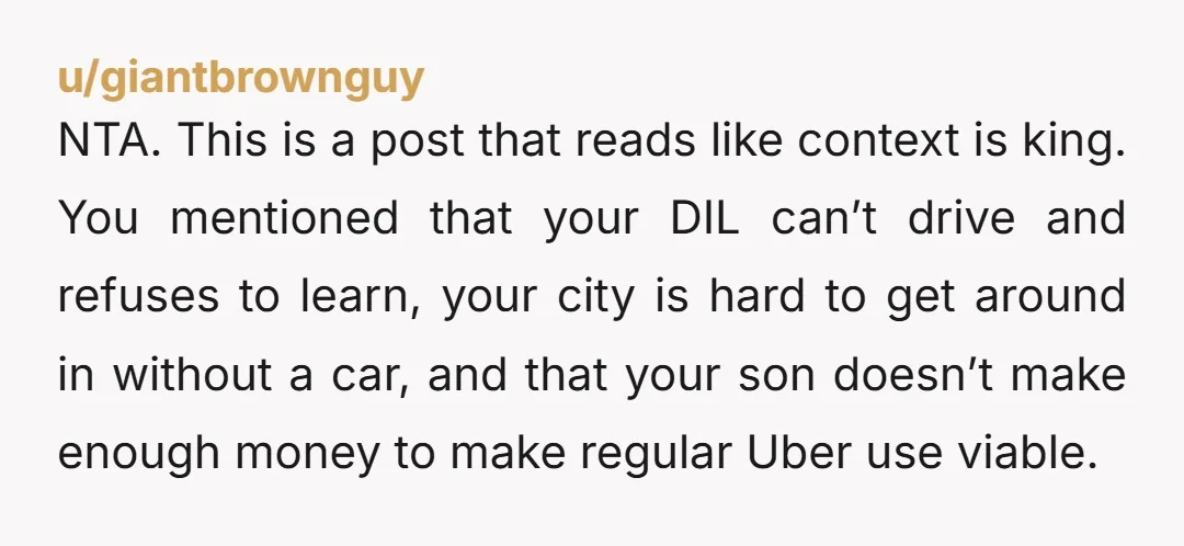 u/SoccerProblem3547 NTA Your not wrong… and she kept pushing for an answer What are they going to do when dad ain’t around… Call you for a ride? They can’t seem...