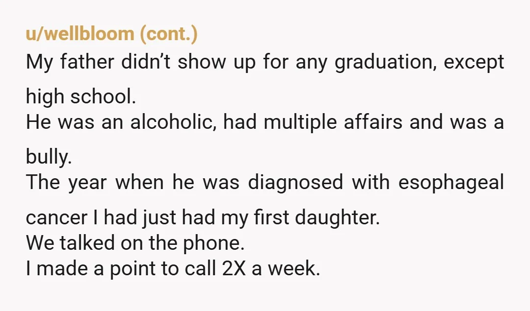 u/ClevelandWomble There's no right way to feel. Yes, he's your father but he's never been your dad. So, if all you can feel is slightly sad that someone you know...