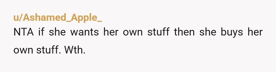 u/marla-M
NTA.
She thinks it’s ok for Her to do with items she didn’t purchase, but not for you who did buy them.
She can get her own supplies