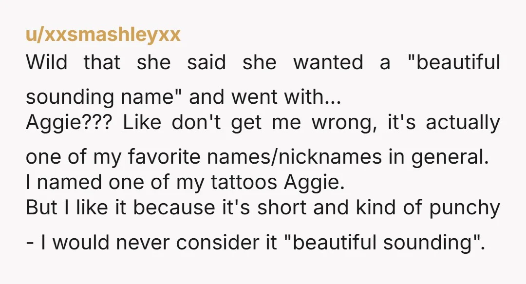 u/mzg72
Yeah, their kid is going to hate her name and will change it when she's 18.
Help her with the paperwork.