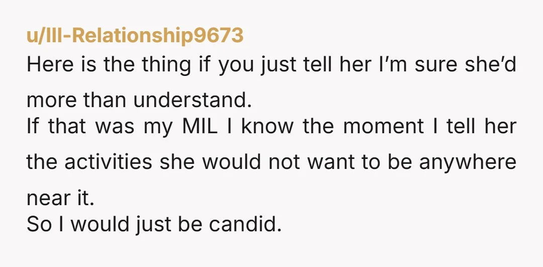 u/Vegetable_Ad8249 I don’t know if there is a way to just have her join for dinner but I have been to bachelorette in the past where mom and aunts came...