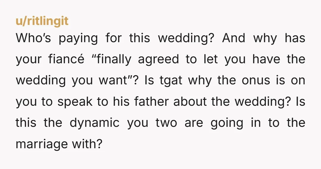 u/musickid20 honestly ETA It feels like your fiancé just gave in to your opinions on the wedding because he knew there wasnt gonna be any compromising from you. But then...
