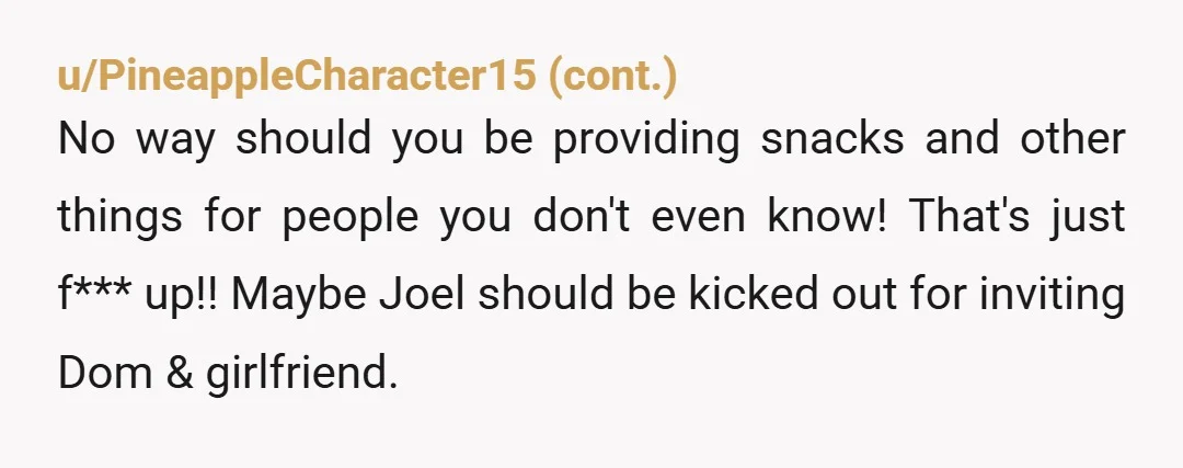 u/OldBroad1964 You’re not wrong but at this point it seems that Dom feels like he is a regular. There’s no way to stop without people feeling like you’re mean. You...