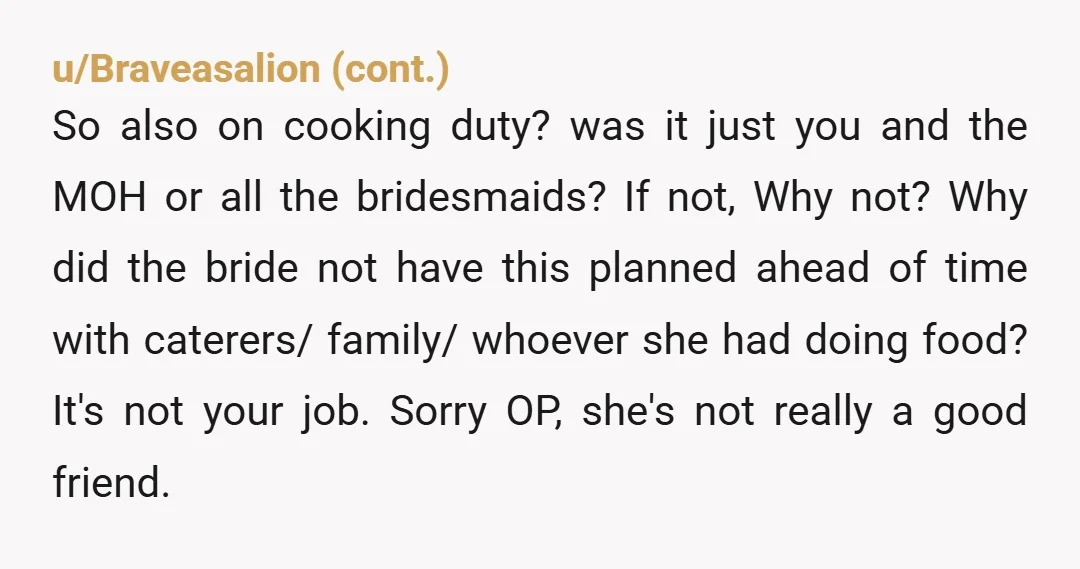 u/Just_River_7502 You’re kinda the AH to yourself though? At what point did you either agree to do the wedding when you knew it was a bad idea, or tell her...
