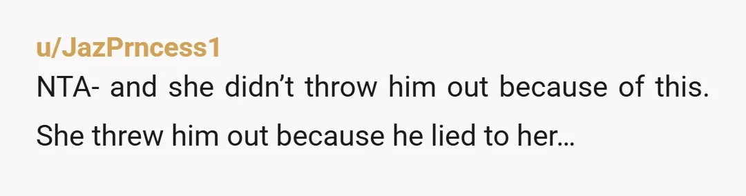 u/AtheneSchmidt NTA. And he didn't get kicked out because you took credit for something you do (which would totally be fine btw.) he got kicked out because he lied to...