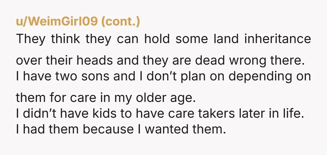 u/AZDarkknight
NTA - They sowed the seed now they get to experience the harvest. They can use the funds they saved from not helping you out.