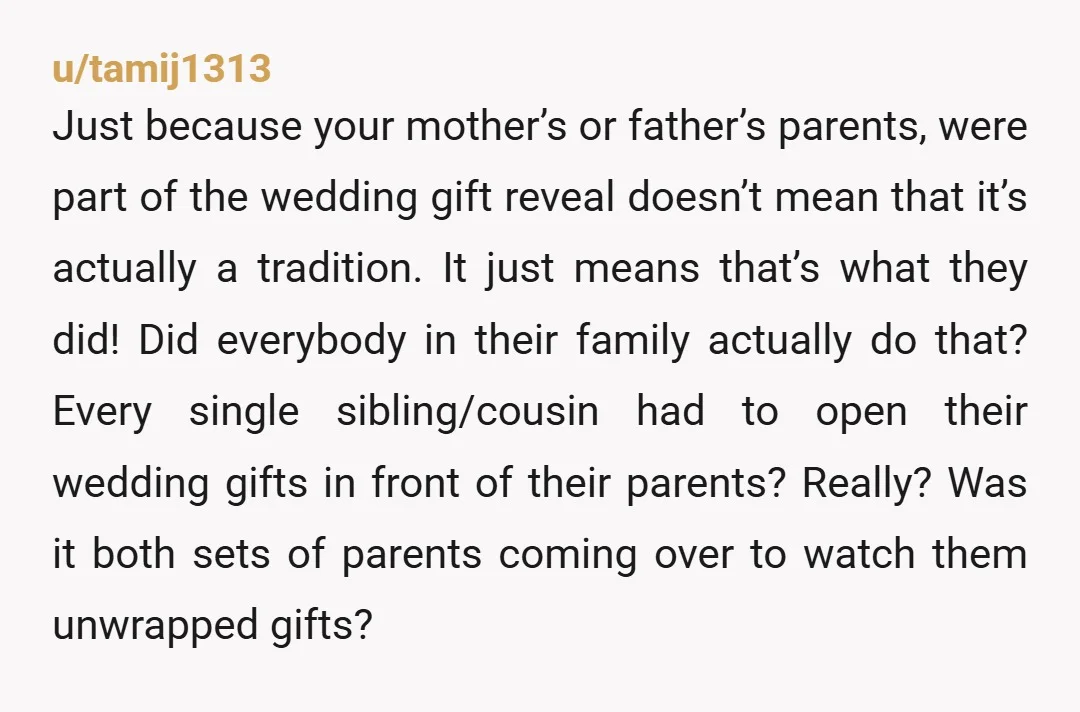 u/Legitimate-Star4177 Tell them you want to make your own traditions on some occasions, and this is one of them. Thank them Profusely for what they did do and hold your...