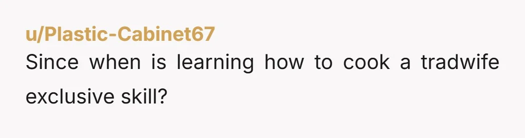 u/Plastic-Cabinet67 Since when is learning how to cook a tradwife exclusive skill?
