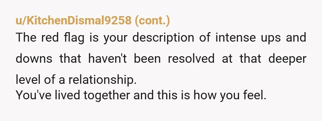 u/Firm_Distribution999 Not really salvageable since you both decided the long term commitment of marriage isn’t right for either of you. That means a long term committed relationship without marriage also...